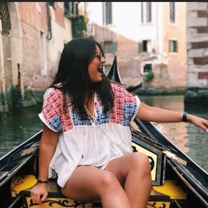 White/blue/red blouse (Zara)